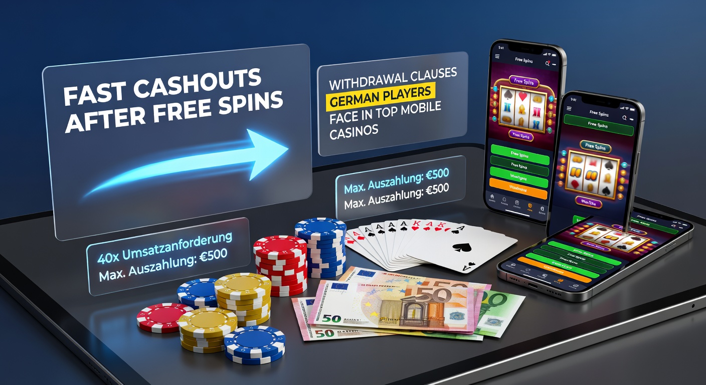 Deutscher Spieler mit Smartphone, das ein Mobile Casino mit Free Spins anzeigt, während er Gewinne prüft